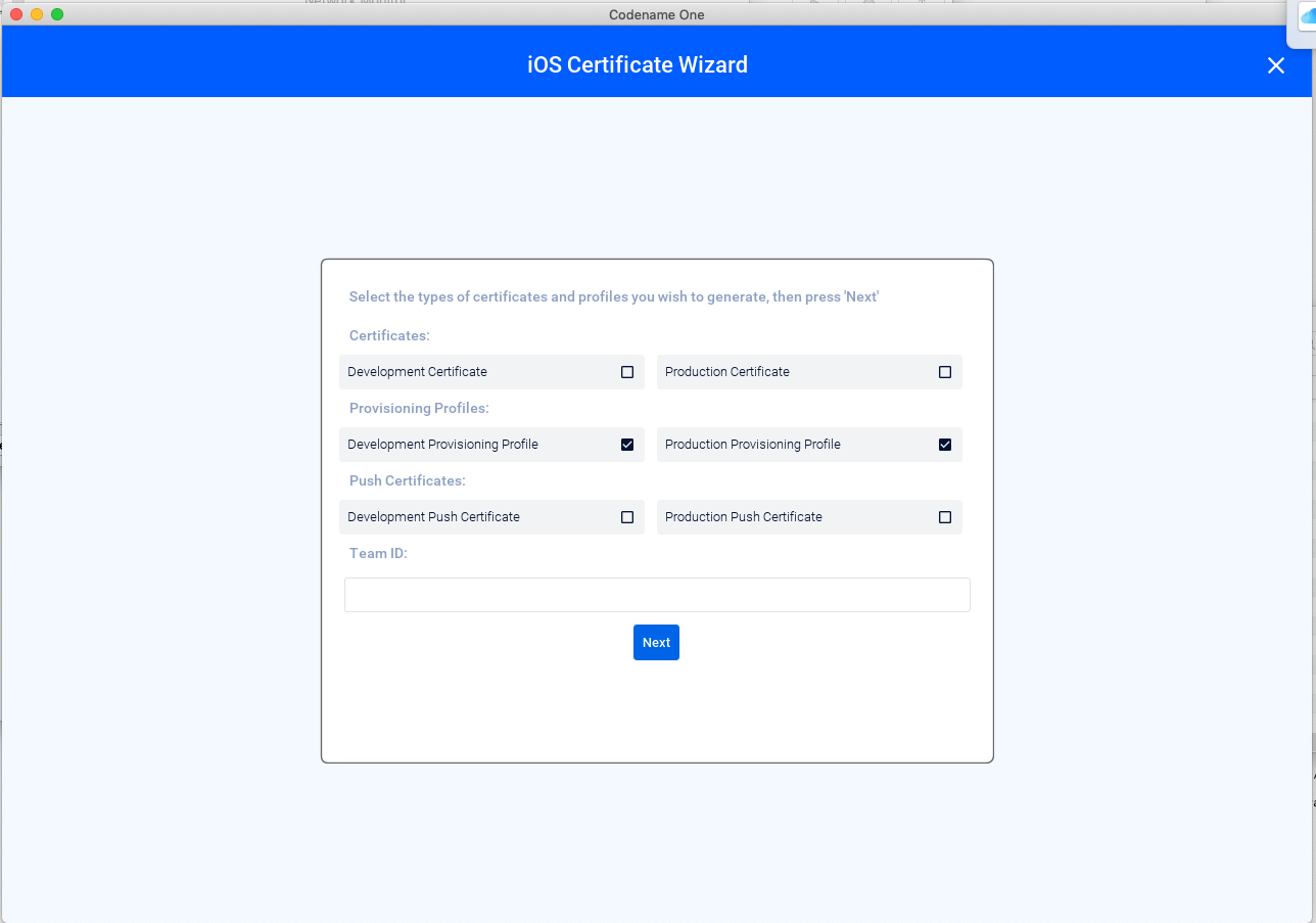 Codename One - iOS Certificate Wizard