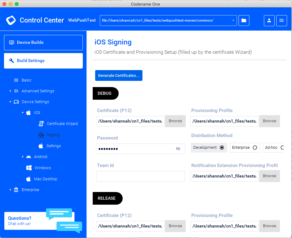 Codename One - iOS Signing